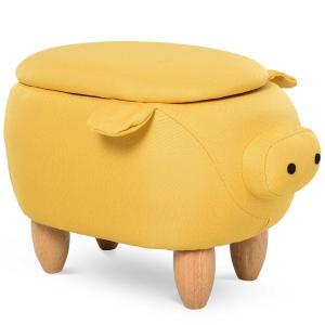 Taboret zwierzę ozdobny taboret ławka ze schowkiem świnka taboret żółty