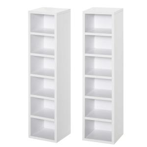 HOMCOM Stojak na płyty CD Półka na płyty CD Regał Dwuczęściowy zestaw z dwoma otwartymi regałami, MDF + płyty wiórowe, biały, 21 x 19,2 x 88,3 cm