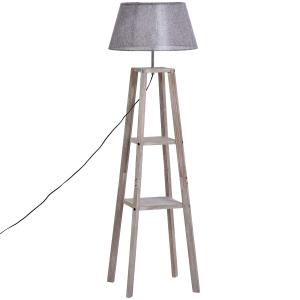 Lampa podłogowa z półką lampa podłogowa skandynawska lampa sosna naturalny szary