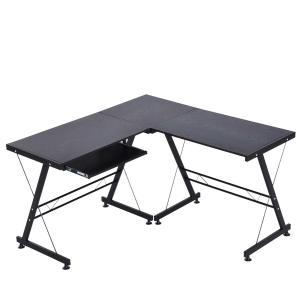 HOMCOM® STOLIK KOMPUTEROWY BIURKO MIEJSCE PRACY MDF stal czarny 210 x 50 x 73,5 cm
