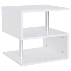 HOMCOM® STOLIK KAWOWY ŁAWA 3 PÓŁKI PŁYTA WIÓROWA + STOP ALUMINIUM BIAŁY
