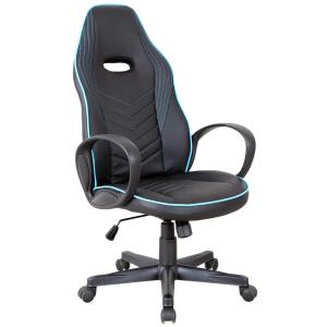 Vinsetto® FOTEL BIUROWY OBROTOWY GAMINGOWY REGULACJA WYSOKOŚCI FUNKCJA BUJANIA czarny+niebieski 62 x 69 x 112-121 cm