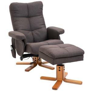 Fotel masujący z podnóżkiem Fotel relaksacyjny Funkcja ogrzewania Fotel TV Poliester Brązowy 145° nachylenia 80 x 86 x 99 cm HOMCOM®