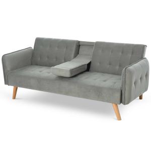 Sofa rozkładana szezlong 3-osobowa sofa z tkaniny komplet wypoczynkowy szara