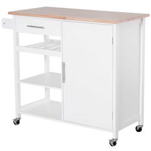 Homcom® Wózek Szafka Kuchenna na Kółkach Barek Szuflada Lite Drewno Biały 105 X 45 X 89 cm