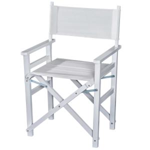 HOMCOM® KRZESŁO OGRODOWE SKŁADANE REŻYSERSKIE WYS. 88 CM Buk Białe