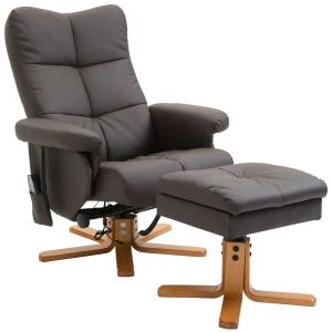 Fotel masujący z podnóżkiem Fotel relaksacyjny Funkcja ogrzewania 145° nachylenia PU Brązowy 80 x 86 x 99 cm HOMCOM®