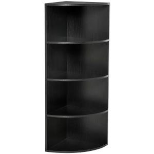 HOMCOM® REGAŁ Z PÓŁKAMI NAROŻNY STOJĄCY NA KSIĄŻKI DREWNIANY DEKORACYJNY Z 4 PÓŁKAMI czarny 39,5 x 39,5 x 120 cm