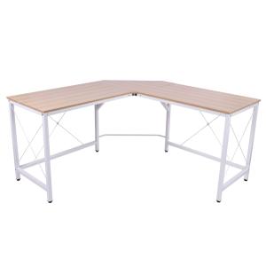 HOMCOM® STOLIK KOMPUTEROWY BIURKO NAROŻNE W KSZTAŁCIE L MDF naturalny 150 x 150 x 76 cm