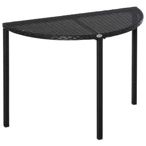Outsunny® STÓŁ BALKONOWY OGRODOWY STOLIK KAWOWY MEBLE OGRODOWE PÓŁOKRĄGŁY polirattan czarny 100 x 50 x 74 cm