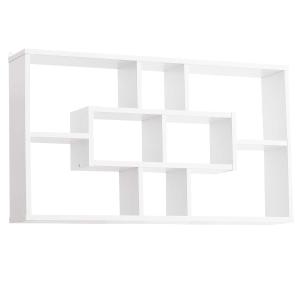 HOMCOM® REGAŁ ŚCIENNY WISZĄCY WIELOPOZIOMOWY NA KSIĄŻKI PÓŁKA ORGANIZER drewno biały 85 x 14,5 x 47,5 cm