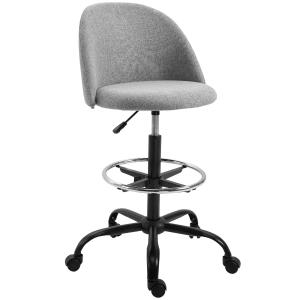 Vinsetto® Fotel Biurowy Krzesło Kreślarskie z Kółkami Poliester, Pianka Nylon Tworzywo