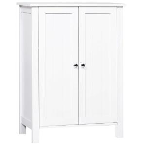 kleankin® KOMODA SZAFKA REGAŁ ŁAZIENKOWA STOJĄCA 3 REGULOWANE PÓŁKI drewno biała 60 x 30 x 80 cm