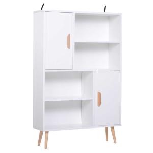 HOMCOM® STOJĄCY REGAŁ NA KSIĄŻKI Z 8 PÓŁKAMI MAKS. OBCIĄŻENIE 100 kg, drewno sosnowe biały 80 x 23,5 x 123 cm