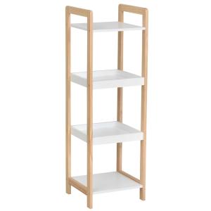 HOMCOM® REGAŁ STOJĄCY ŁAZIENKOWY MAGAZYNOWY KUCHENNY 4 PÓŁKI bambus + płyta MDF 32 x 30 x 100 cm