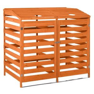 Outsunny® Mülltonnenbox mit Fronttüren Mülltonnecontainer für zwei 240L-Tonnen Massivholz