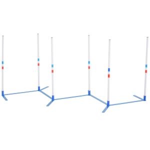 Drążki do slalomu dla psów trening agility dla zwierząt domowych w zestawie torba PE kolor biały+niebieski