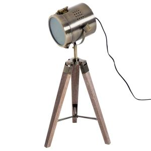 HOMCOM® LAMPKA STOŁOWA NA TRZECH NOGACH LAMPA RETRO E14 drewniana brąz