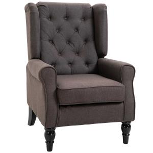 Fotel relaksacyjny fotel jednoosobowy z tuftingiem drewniane nóżki poliester brązowy 76 x 86 x 108 cm HOMCOM®