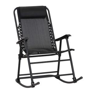 Outsunny® FOTEL BUJANY LEŻAK OGRODOWY BUJAK Z ZAGŁÓWKIEM SKŁADANY czarny do 120 kg 90 x 64 x 110 cm