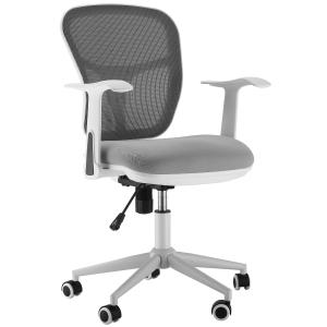 Vinsetto bureaustoel bureaustoel ergonomische draaistoel met schommelfunctie wielen directiestoel met gaas computerstoel in hoogte verstelbaar grijs 57 x 58,8 x 88-96 cm