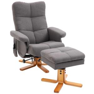 Fotel masujący z podnóżkiem Fotel relaksacyjny Funkcja ogrzewania Fotel TV Poliester Szary 145° nachylenia 80 x 86 x 99 cm HOMCOM®