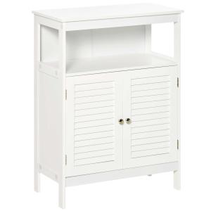 kleankin Badmöbel Badezimmerschrank Mehrzweckschrank Holz Weiß MDF 60 x 30 x 81,6 cm