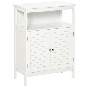 HOMCOM szafka łazienkowa, meble łazienkowe, szafka do łazienki, szafka nocna, szafka kuchenna, szafka wielofunkcyjna, drewno, MDF, biała, 60 x 30 x 81,6 cm