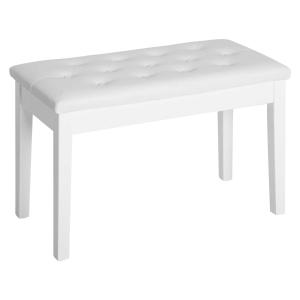 HOMCOM pianokruk pianobank traditionele landelijke stijl cosmetische kruk opbergruimte rubberhout kunstleer wit 76 x 36 x 50 cm