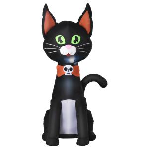 Nadmuchiwany czarny kot Halloween dekoracja nadmuchiwana figurka LED oświetlenie poliester