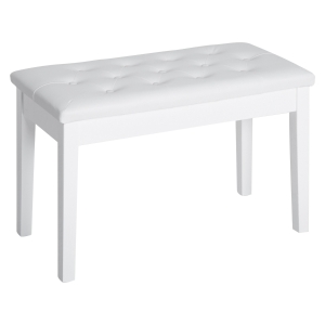 Taboret do fortepianu HOMCOM ławka do fortepianu tradycyjny wiejski styl stołek kosmetyczny schowek drewno kauczukowe sztuczna skóra kolor biały 76x36x50 cm