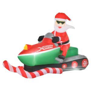 HOMCOM opblaasbare kerstman sneeuwpop kerstversiering LED figuur opblaasbare kerstversiering verlicht LED IP44 polyester groen + rood 210 x 110 x 160 cm
