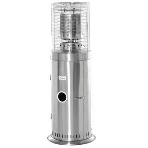 Outsunny warmtestraler terrasverwarmer met handvat en wielen terrasverwarmer met draaiknop oprolbaar gas 10KW elegante uitstraling RVS zilver Ø55,6 x 143 cm