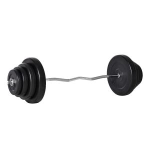 HOMCOM Juego de Pesas 70 kg con Barra Curvada de Acero y 8 Discos para Entrenamiento Culturismo en Gimnasio Casa 140x38,5x38,5 cm Negro