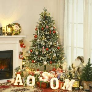HOMCOM Árbol de Navidad Artificial 150 cm de Altura con 56 Bayas 451 Ramas de PE y PVC Base Plegable y Soporte Metálico Decoración Navideña para Interiores Verde