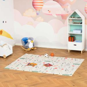 HOMCOM Alfombra Infantil Plegable Acolchado 2 Caras Alfombrilla de Juegos para Bebé Reversible Impermeable Antideslizantes con Superficie Grande 200x150 cm Multicolor