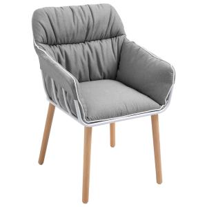 HOMCOM Modern Leisure Armrest Chair with Wooden Legs Foam Padding for Home Office