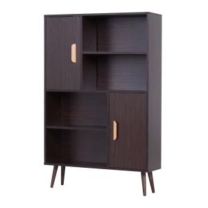 HOMCOM Kommode Schrank Sideboard Küchenregal 8 Fächern Kiefernholz Walnuss