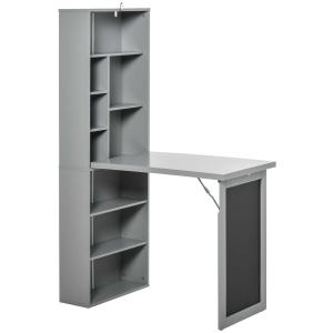 Biurko składane z 6 przegródkami, regał stolik komputerowy metal kolor ciemnoszary