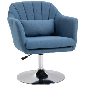HOMCOM Stylish Retro Linen Swivel Tub Chair w/ Steel Frame Cushion Wide Seat Blue