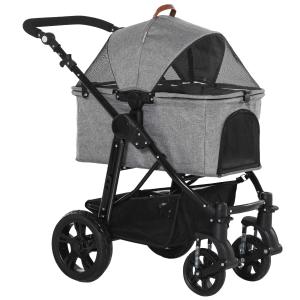 PawHut No-zip Detachable Pet Stroller Foldable Dog Cat Travel Carriage Carrying Bag