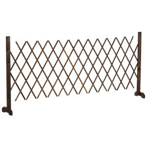 Outsunny scharend hekwerk intrekbaarschaarhek 37-225 cm tuin flexibel praktisch hout verkoold 225 x 30 x 106 cm