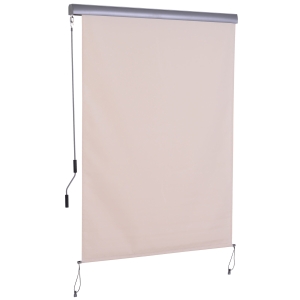 Markiza pionowa, aluminiowa markiza balkonowa z korbką ręczną, kremowa, 140 x 250 cm