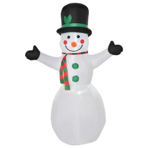 HOMCOM 1,93 m opblaasbare sneeuwpop met 2 modulelampen kerstversiering voor binnen en buiten tuin gazondecoratie feest polyester wit 130 x 72 x 193 cm