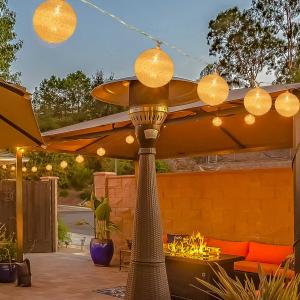 Outsunny 4 Guirnaldas de Luces LED de 5,3 m con 20 Bolas Algodón Luces de Hadas Blanco Cálido para Decoración de Interiores y Exteriores