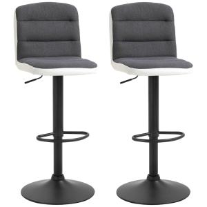 HOMCOM Bar stool Set of 2 Armless Adjustable Height Upholstered Bar Chair Dark Grey