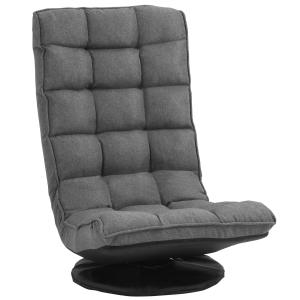 HOMCOM Folding Sofa Chair Recliner Swivel Base Adjustable Backrest Home Office Grey