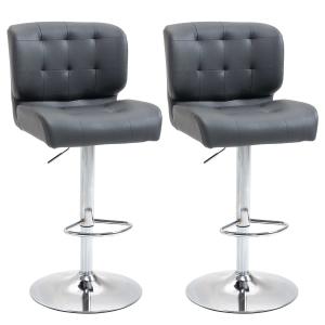 HOMCOM Modern Bar stools Set of 2 Adjustable Height Swivel Bar Chairs with Footrest