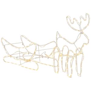 Outsunny rendier met slee kerstverlichting 160 LED figuur verlichte figuur kerstversiering IP44 waterdichte kerstverlichting kunststof staal wit