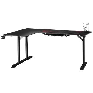 HOMCOM gaming-tafel bureau L-vormig met koptelefoonhaak bekerhouder computertafel metaal MDF zwart + rood 168 x 109 x 78 cm